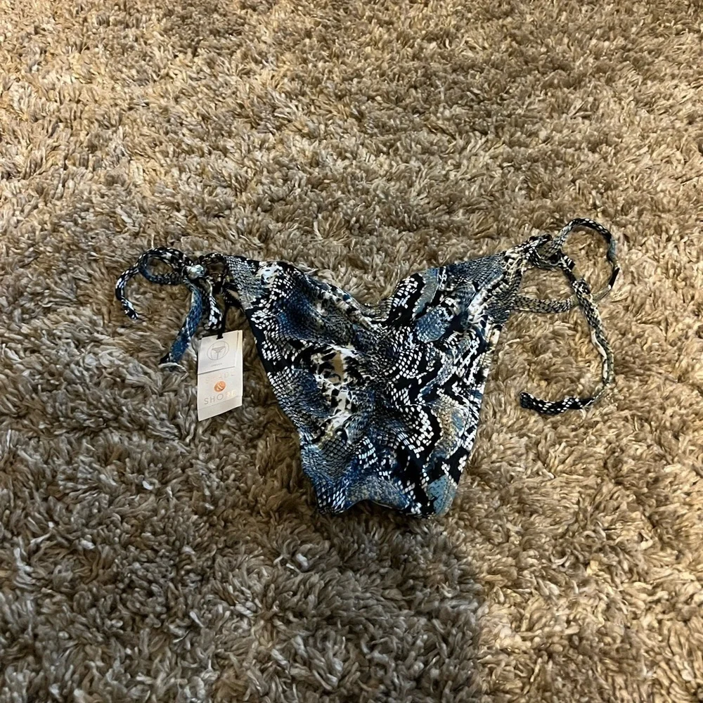 NWT Shade & Shore blue snake skin cheeky bikini bottoms
